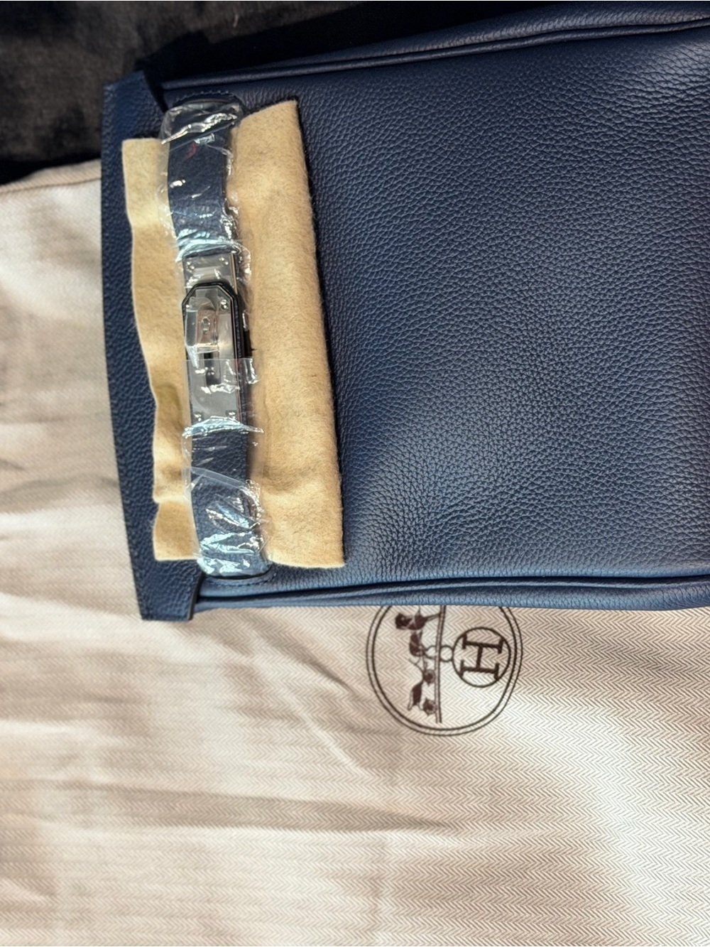 Navy Blue Men's Leather Crossbody Bag